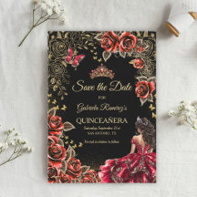 Rote und schwarze goldene Tiara Rosen Quinceañera