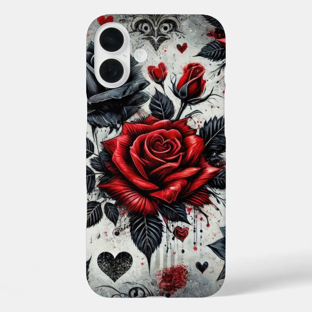 ROTE UND SCHWARZE GOTHISCHE VALENTINE-ROSE Case-Mate iPhone HÜLLE (Rückseite)