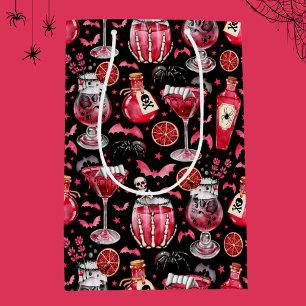 Rote und schwarze Halloween-Cocktails und -Tränke Mittlere Geschenktüte