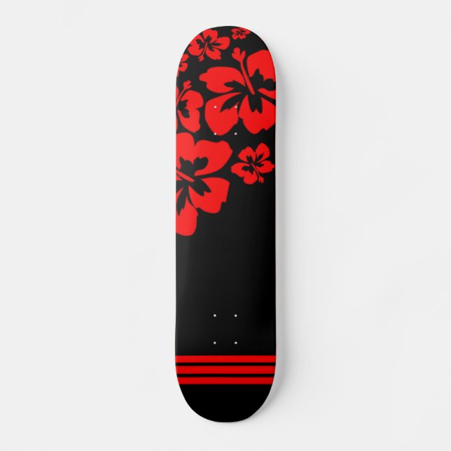 Rote und schwarze hawaiische beeinflußte skateboard (Vorderseite)