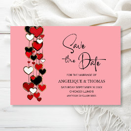 Rote und schwarze Herzen Hochzeit Save-the-Date Save The Date