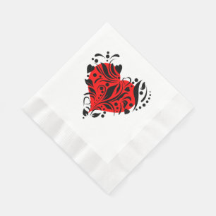 Rote und schwarze Herzen Papier Abendessen Napkins Serviette