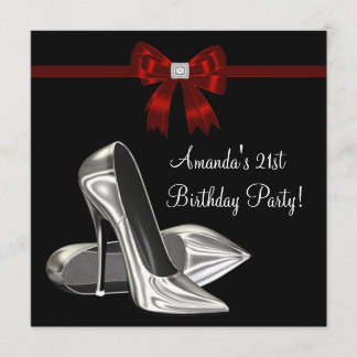 Rote und schwarze High Heels Frauen zum Geburtstag Einladung