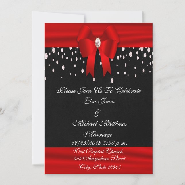 Rote und Schwarze Hochzeit Einladung (Vorderseite)