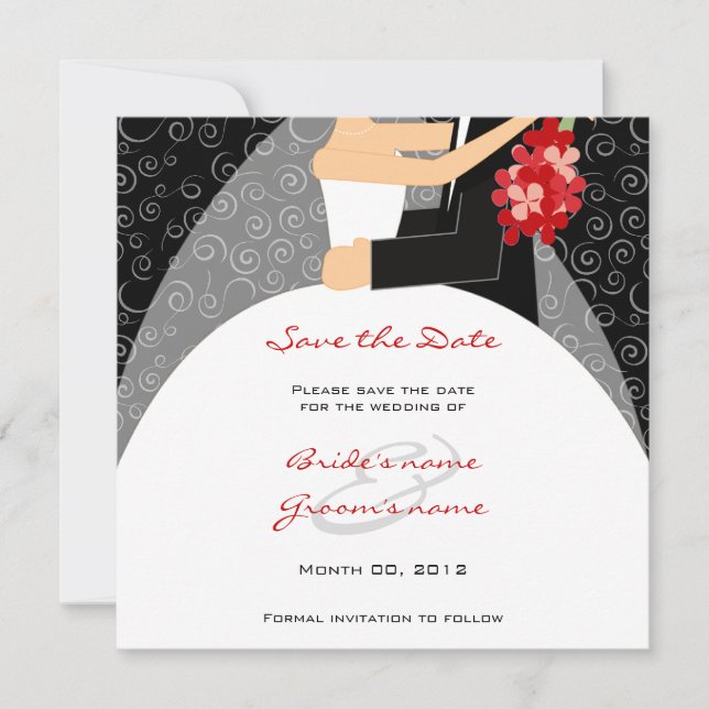 Rote und schwarze Hochzeit Speichern Sie die Datum Save The Date (Vorderseite)
