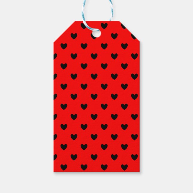 Rote und Schwarze kleine Herzen Geschenkanhänger (Vorderseite)