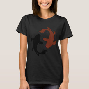 Rote und schwarze Koi-Fische T-Shirt
