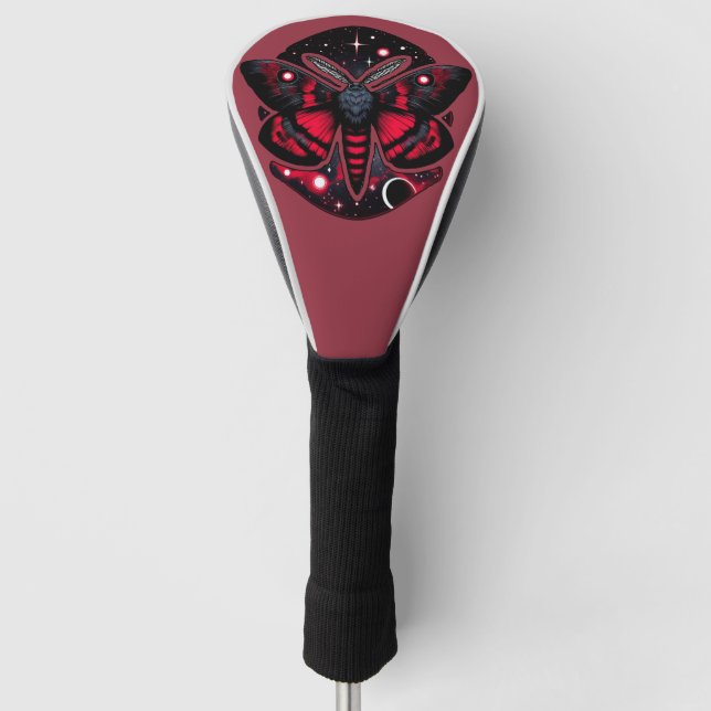 Rote und schwarze kosmische Motte - Mystische Himm Golf Headcover (Vorderseite)