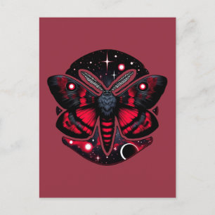 Rote und schwarze kosmische Motte - Mystische Himm Postkarte