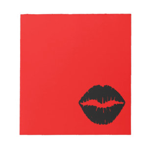 Rote und schwarze Lippenstift Notizblock