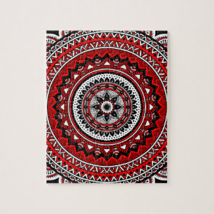 Rote und schwarze Mandala Puzzle