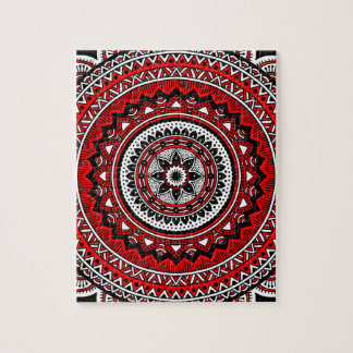 Rote und schwarze Mandala Puzzle