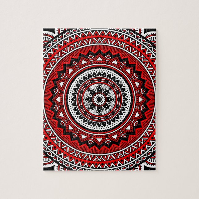 Rote und schwarze Mandala Puzzle (Vertikal)