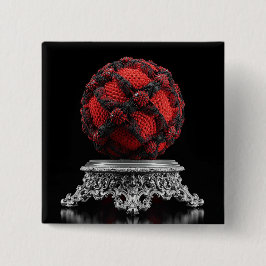 Rote und schwarze Mandelbrot-Kugel auf silbernem S Button
