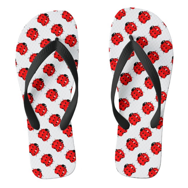 Rote und schwarze Marienkäfer Flip Flops (Fußbett)