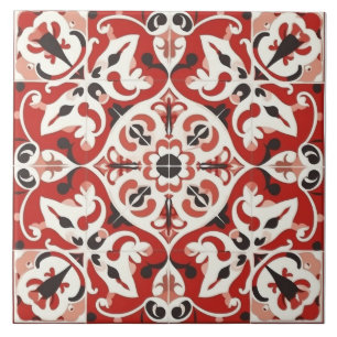 Rote und schwarze Mittelmeer-Keramik Tile Fliese