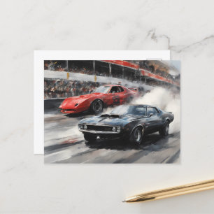 Rote und schwarze Muscle-Cars Postkarte