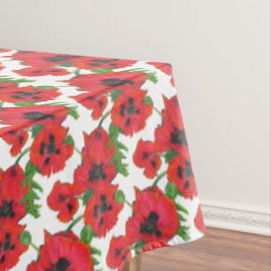 Rote und Schwarze Orientalische Poppies Muster auf Tischdecke