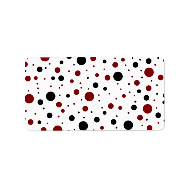 rote und schwarze Polka-Punkte Adressaufkleber (Vorne)