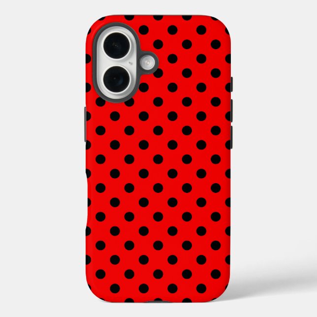 Rote und schwarze Polka-Punkte Case-Mate iPhone Hülle (Rückseite)