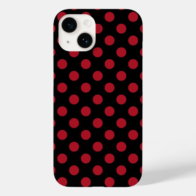 Rote und schwarze Polka-Punkte Case-Mate iPhone Hülle (Rückseite)
