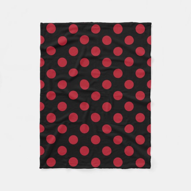 Rote und schwarze Polka-Punkte Fleecedecke (Vorderseite)