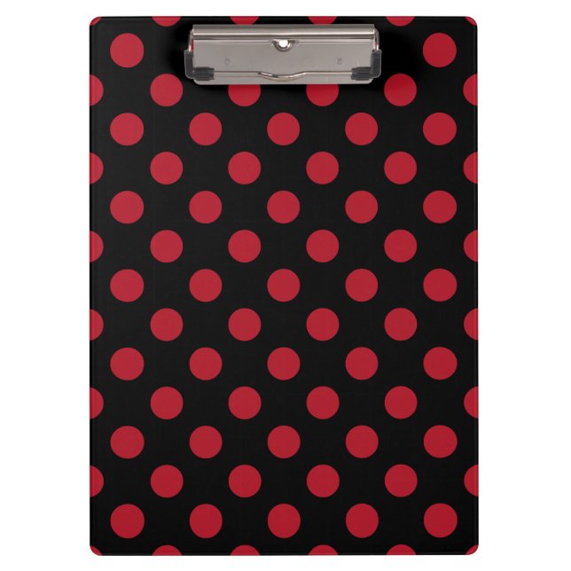 Rote und schwarze Polka-Punkte Klemmbrett (Vorderseite)