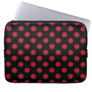 Rote und schwarze Polka-Punkte Laptopschutzhülle