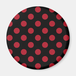Rote und schwarze Polka-Punkte Magnet