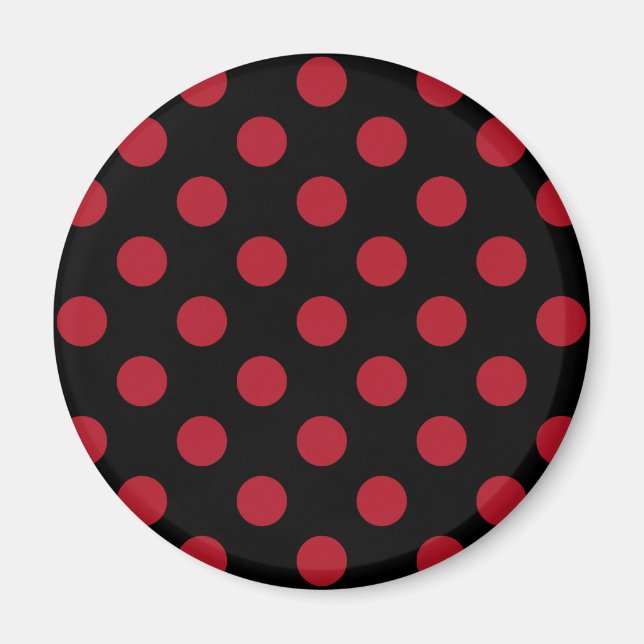 Rote und schwarze Polka-Punkte Magnet (Vorne)