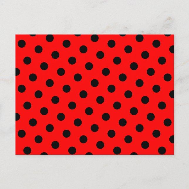 Rote und schwarze Polka-Punkte Postkarte (Vorderseite)