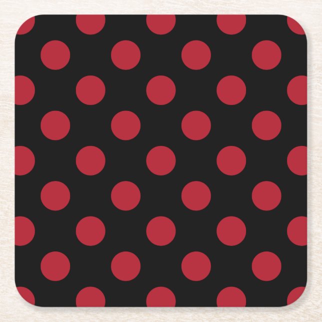Rote und schwarze Polka-Punkte Rechteckiger Pappuntersetzer (Vorderseite)
