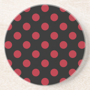 Rote und schwarze Polka-Punkte Sandstein Untersetzer