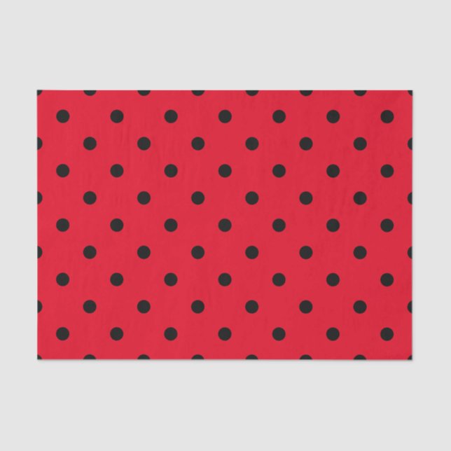 Rote und schwarze Polka-Punkte Seidenpapier (Vorderseite)