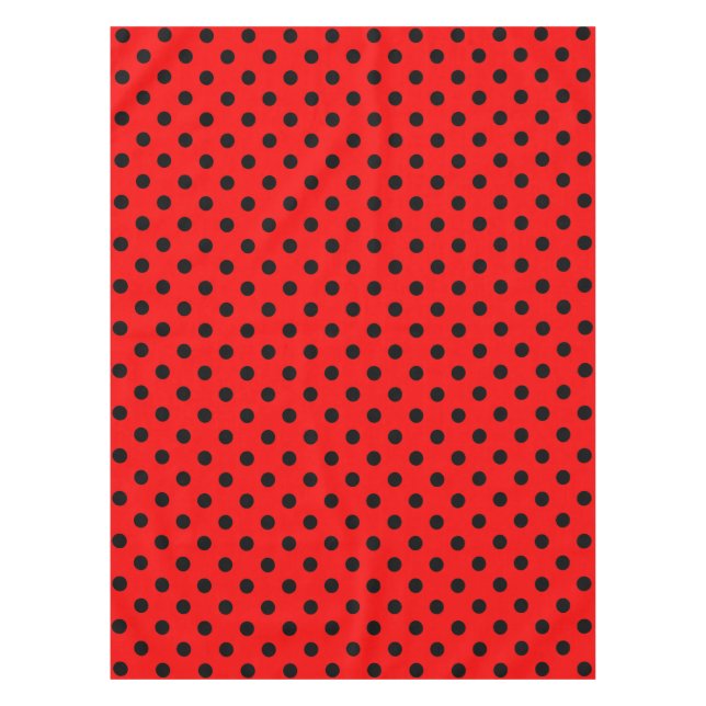 Rote und schwarze Polka-Punkte Tischdecke (Vorderseite)