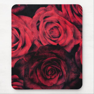Rote und schwarze Polkapunkt-Rosen Mousepad