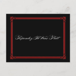 Rote und schwarze Poster-Art Hochzeit RSVP Postkar Einladungspostkarte
