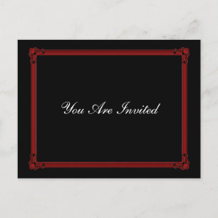 Rote und schwarze Poster Style Hochzeit RSVP Postk Einladungspostkarte