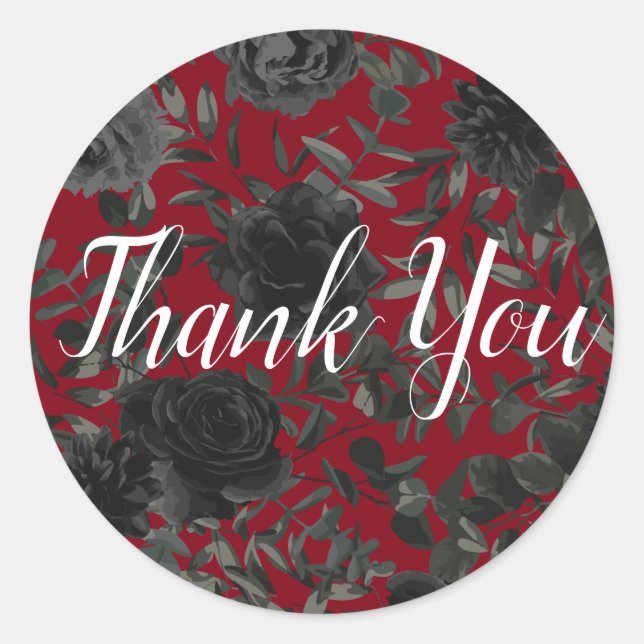 Rote und schwarze Rose Gothic Gefälligkeitskennzei Runder Aufkleber (Vorderseite)