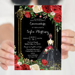 Rote und schwarze Rose Mis Quince Einladung<br><div class="desc">Rote und schwarze Rose Mis Quince Einladung Mis Quince Anos,  15. Geburtstag, </div>
