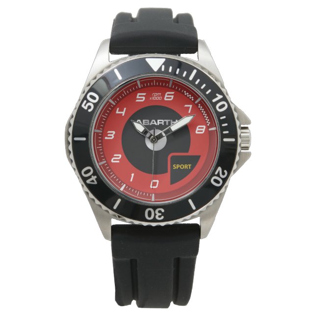 ROTE UND SCHWARZE SPORTRACING ARMBANDUHR (Vorderseite)