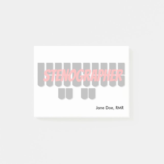 Rote und schwarze Stenograf Steno Post-it Klebezettel (Vorderseite)