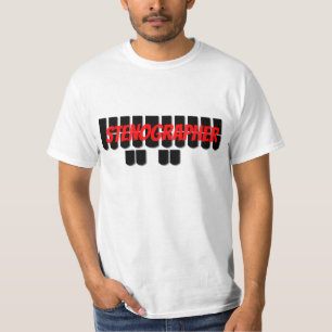Rote und schwarze Stenograf Steno T-Shirt