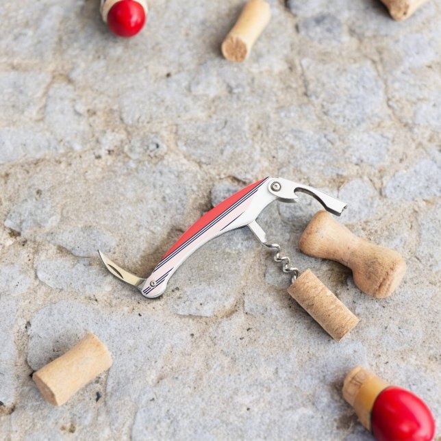 Rote und schwarze Streifen Kellnermesser (Corkscrew Bottle Opener)