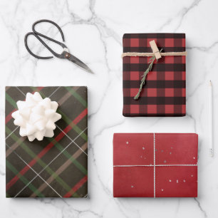 Rote und schwarze Tafeln Weihnachten zusammengeste Geschenkpapier Set