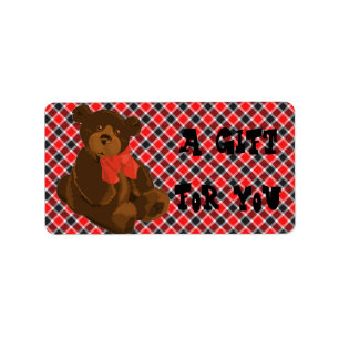 Rote und schwarze Tartan-Geschenketiketten Adressaufkleber