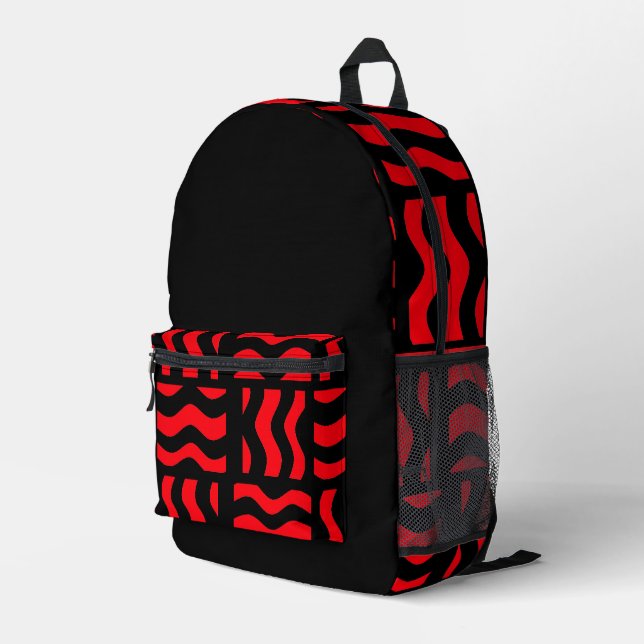 Rote und schwarze Tasche mit abstraktem Muster (Rückseitige Ecke Rechts)