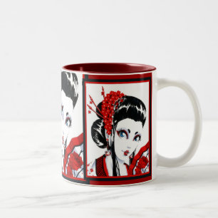 Rote und schwarze Tasse