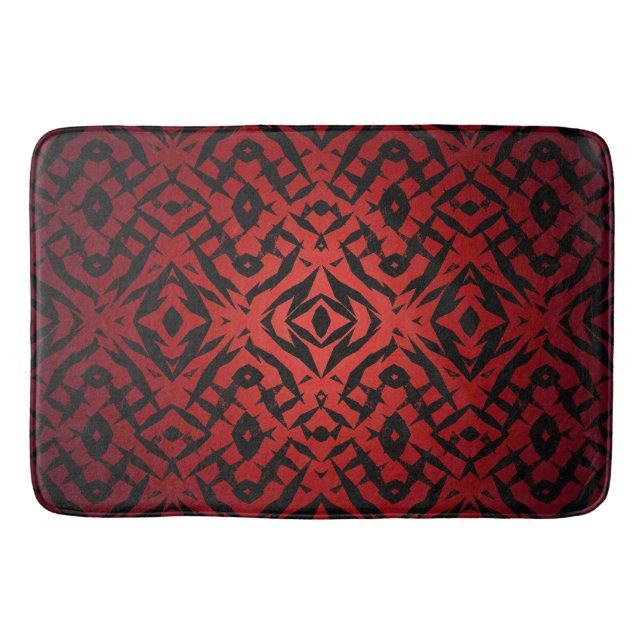 Rote und schwarze Tribal-Muster Badematte (Vorderseite)