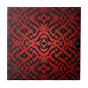 Rote und schwarze Tribal-Muster Fliese